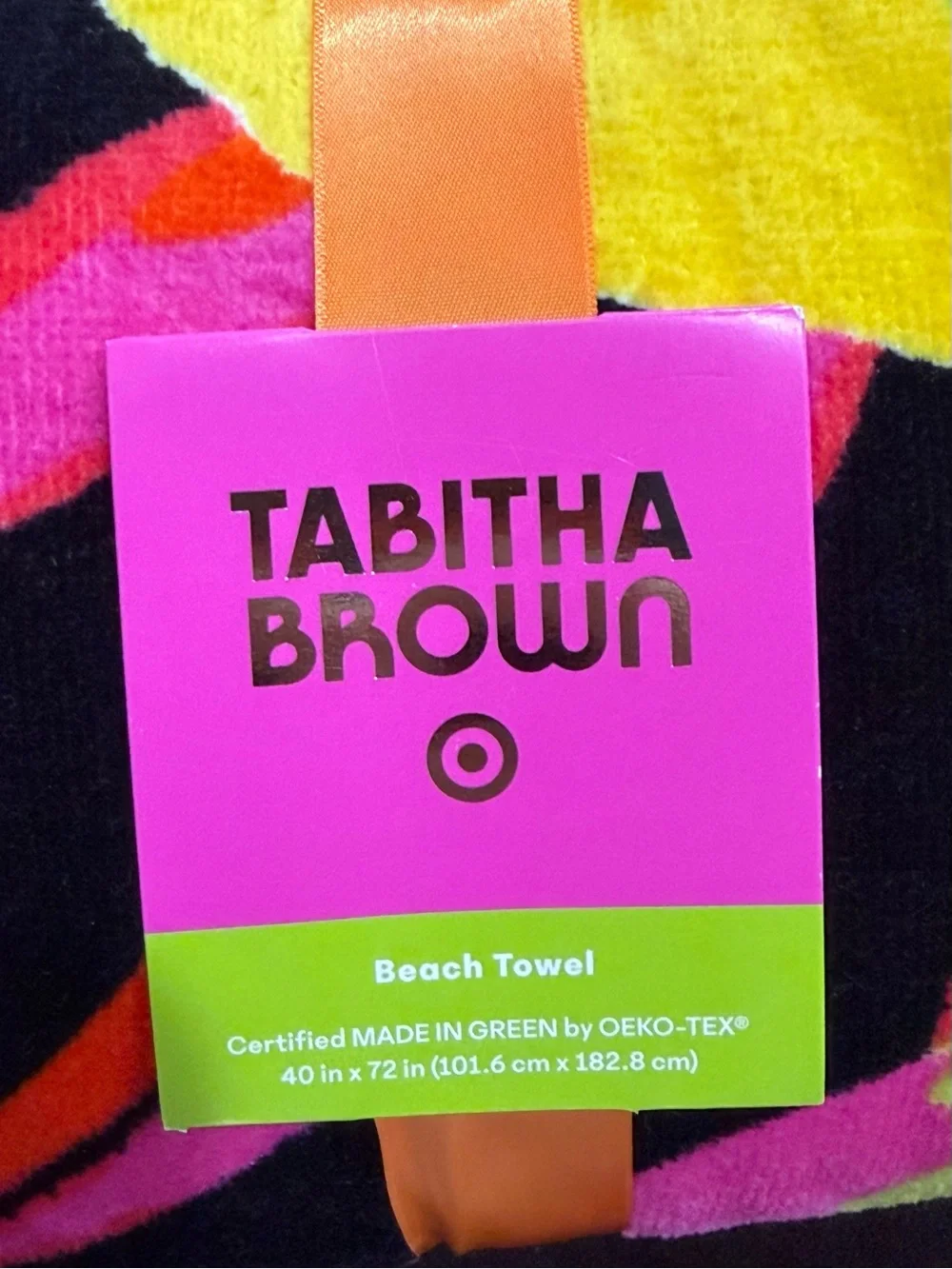 NWT Tabitha Brown for Target Large Beach Towel in Vibrant Lemon Pattern